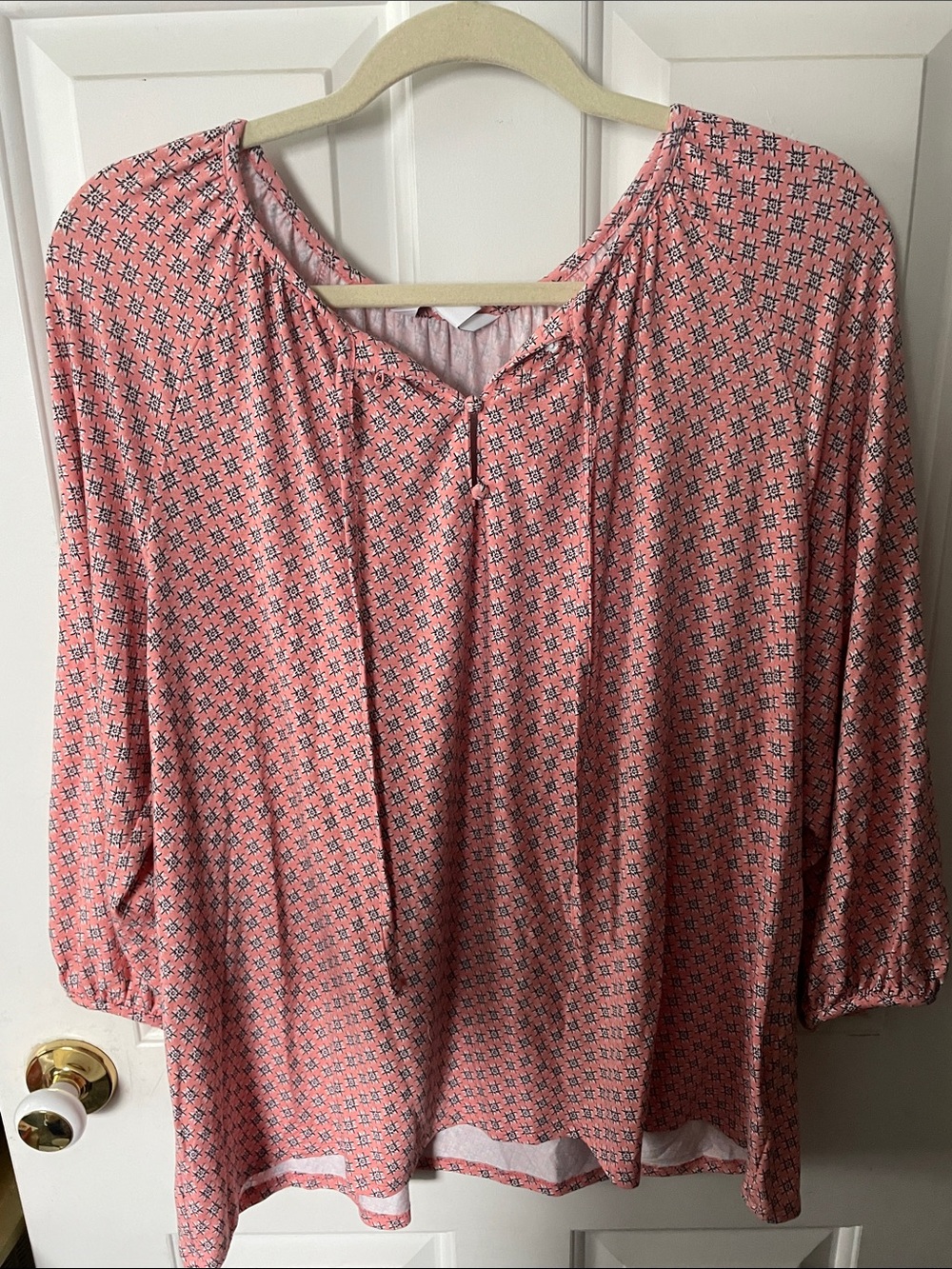 croft & barrow Pink Printed Peasant Top